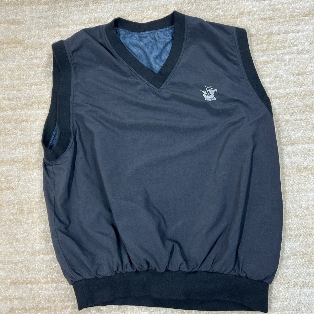 Roche Vest Men XL Black V Neck Embroidered Plymouth Supplex Nylon Made In USA